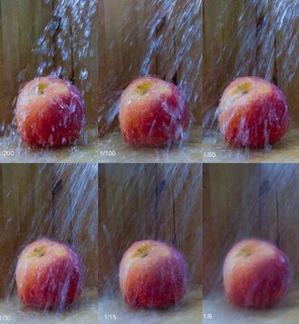 Grid of photos showing same scene at different shutter speeds